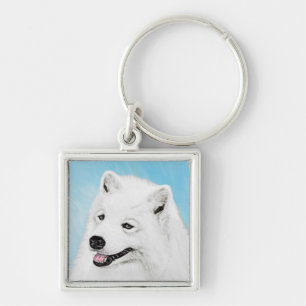 Samoyed Painting - Niedliche Original Dog Art Schlüsselanhänger