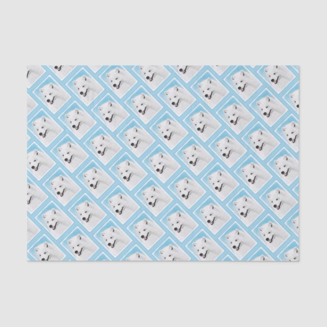 Samoyed Painting - Niedliche Original Dog Art Seidenpapier (Vorderseite)