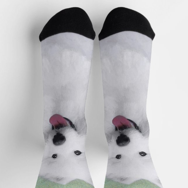 Samoyed Painting - Niedliche Original Dog Art Socken (Oben)