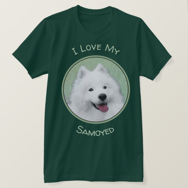 Samoyed Painting - Niedliche Original Dog Art T-Shirt (Design vorne)