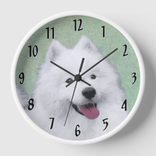 Samoyed Painting - Niedliche Original Dog Art Uhr