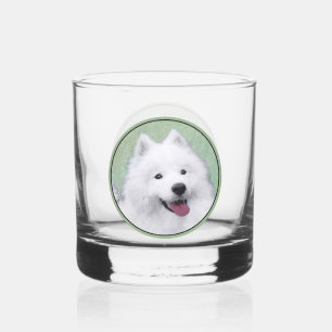 Samoyed Painting - Niedliche Original Dog Art Whiskyglas