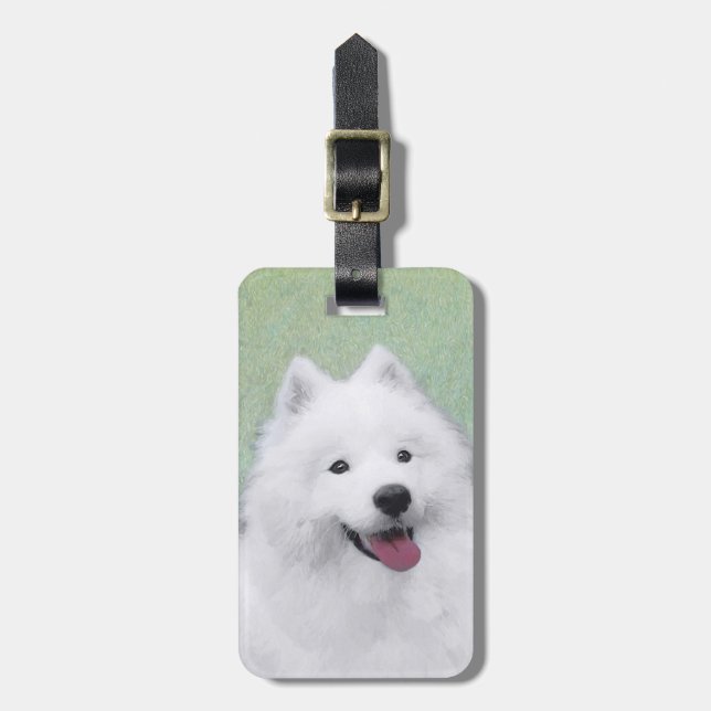 Samoyed Painting - Niedliche Original Hundekunst Gepäckanhänger (Vorderseite vertikal)