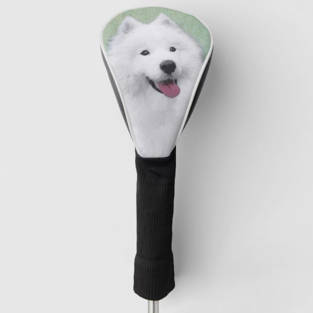 Samoyed Painting - Niedliche Original Hundekunst Golf Headcover (Vorderseite)