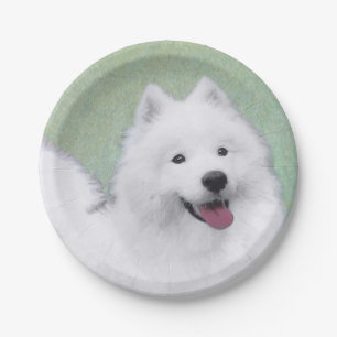 Samoyed Painting - Niedliche Original Hundekunst Pappteller
