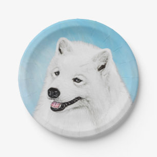 Samoyed Painting - Niedliche Original Hundekunst Pappteller
