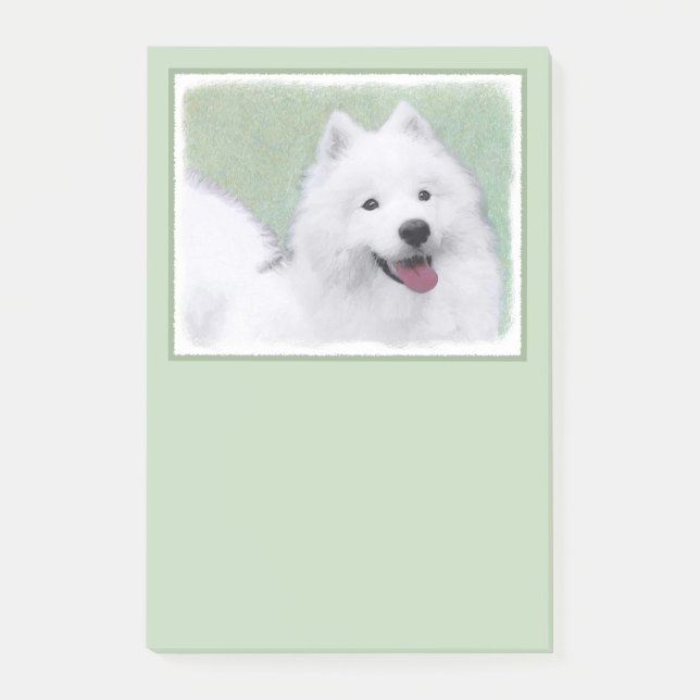 Samoyed Painting - Niedliche Original Hundekunst Post-it Klebezettel (Vorderseite)