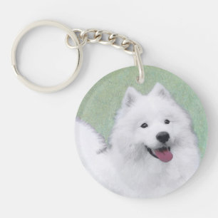 Samoyed Painting - Niedliche Original Hundekunst Schlüsselanhänger