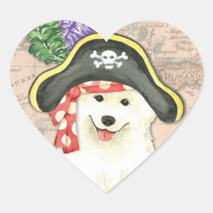 Samoyed Pirate Herz-Aufkleber