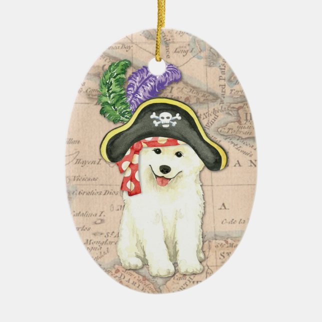 Samoyed Pirate Keramik Ornament (Vorne)