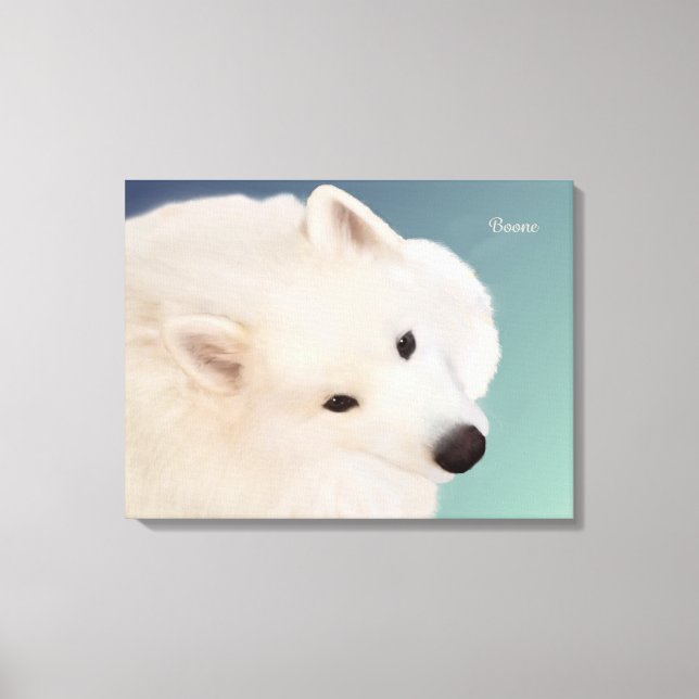 Samoyed Portrait 24." x 16."x 1.5" Wrapped Canvas Leinwanddruck (Vorderseite)