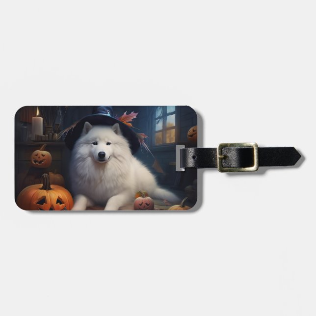 Samoyed Pumpkins Halloween Beängstigend Gepäckanhänger (Vorderseite horizontal)