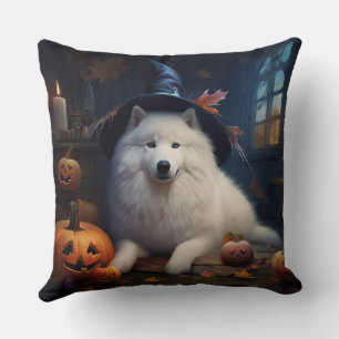 Samoyed Pumpkins Halloween Beängstigend Kissen