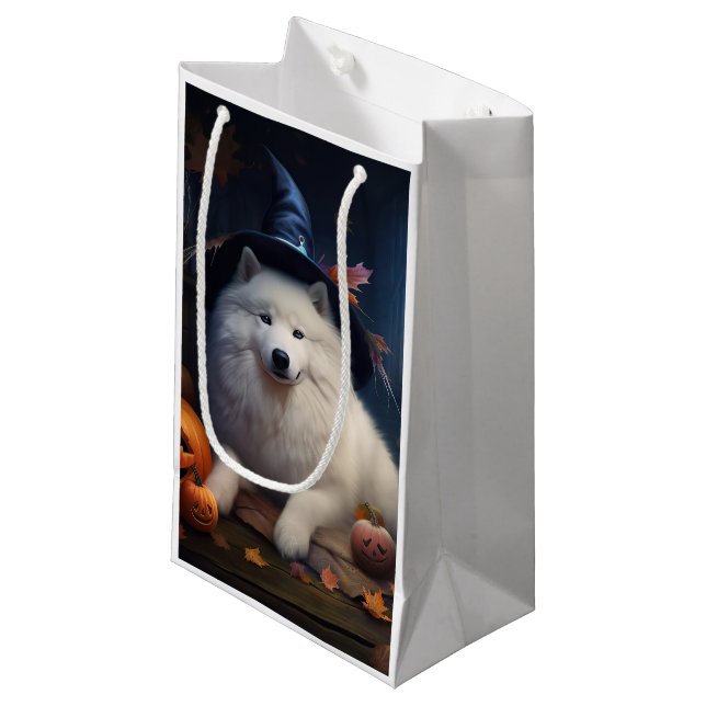 Samoyed Pumpkins Halloween Beängstigend Kleine Geschenktüte (Vorderseite Schrägansicht)