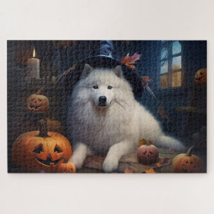 Samoyed Pumpkins Halloween Beängstigend Puzzle