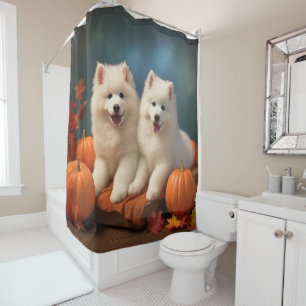 Samoyed Puppy Autumn Delight Pumpen Duschvorhang