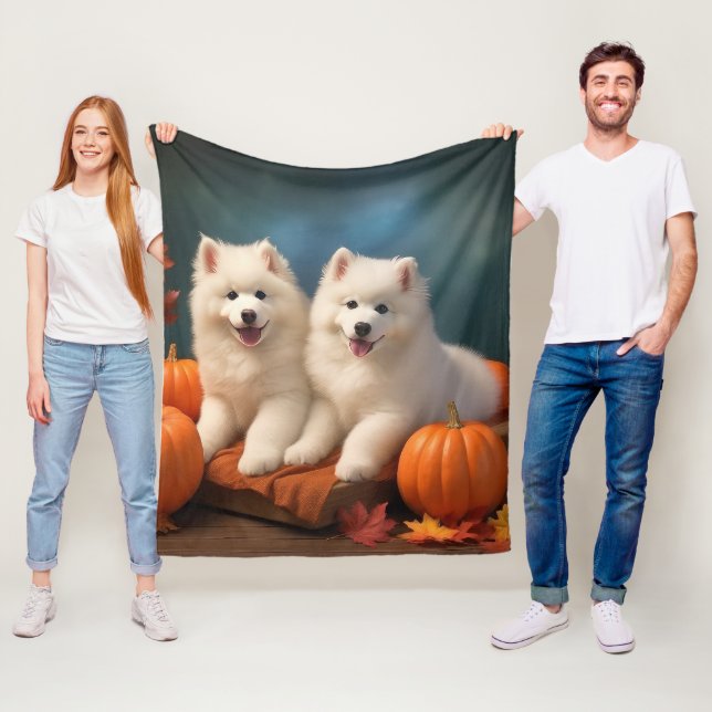 Samoyed Puppy Autumn Delight Pumpen Fleecedecke (Beispiel)