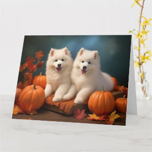 Samoyed Puppy Autumn Delight Pumpen Karte