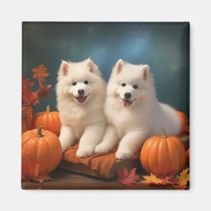 Samoyed Puppy Autumn Delight Pumpen Magnet