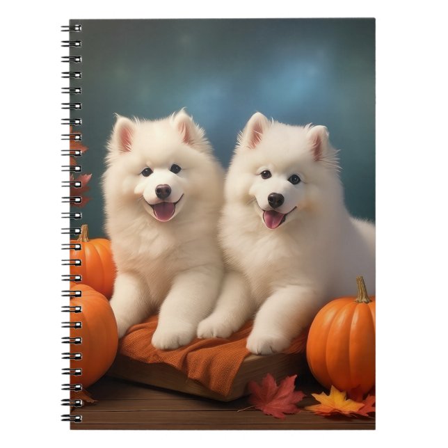 Samoyed Puppy Autumn Delight Pumpen Notizblock (Vorderseite)