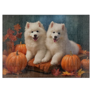 Samoyed Puppy Autumn Delight Pumpen Schneidebrett