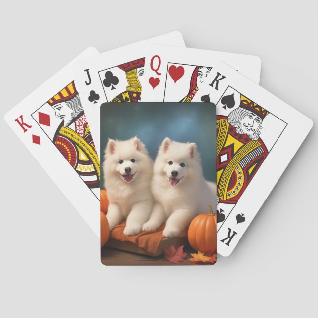 Samoyed Puppy Autumn Delight Pumpen Spielkarten (Rückseite)