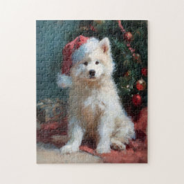 Samoyed Puppy Christmas Painting Puzzle