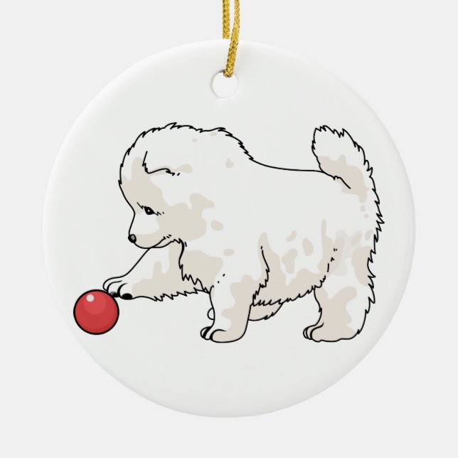 Samoyed Puppy Keramik Ornament (Vorne)