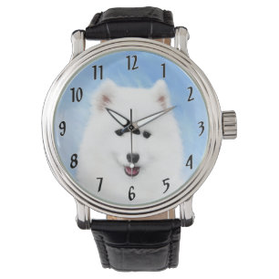 Samoyed Puppy Malerei - Niedliche Original Dog Art Armbanduhr