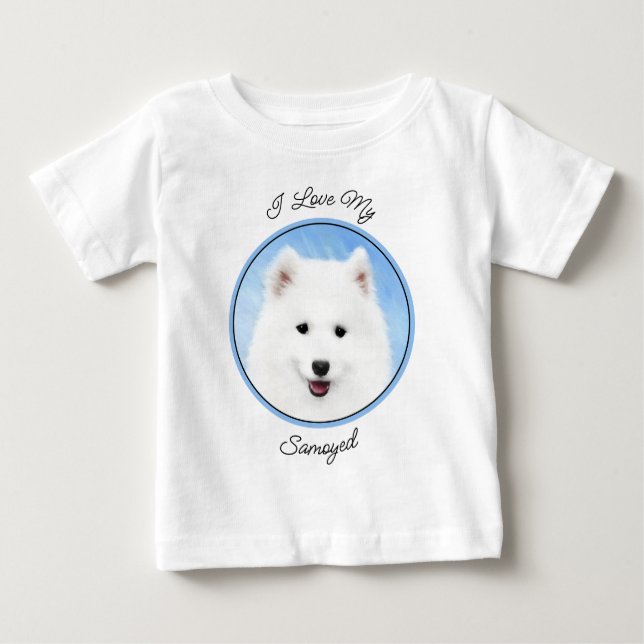 Samoyed Puppy Malerei - Niedliche Original Dog Art Baby T-shirt (Vorderseite)