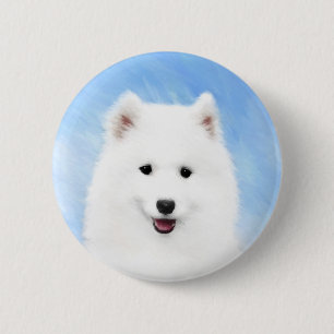 Samoyed Puppy Malerei - Niedliche Original Dog Art Button