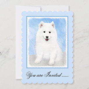 Samoyed Puppy Malerei - Niedliche Original Dog Art Einladung