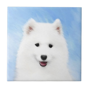 Samoyed Puppy Malerei - Niedliche Original Dog Art Fliese