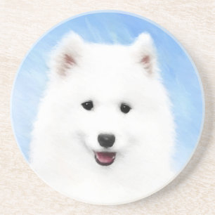 Samoyed Puppy Malerei - Niedliche Original Dog Art Getränkeuntersetzer