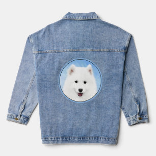 Samoyed Puppy Malerei - Niedliche Original Dog Art Jeansjacke