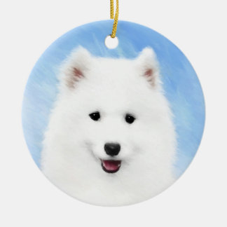 Samoyed Puppy Malerei - Niedliche Original Dog Art Keramikornament