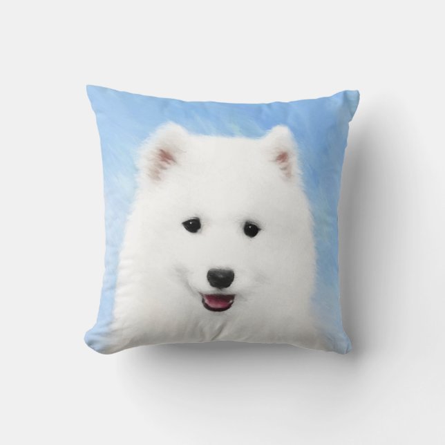 Samoyed Puppy Malerei - Niedliche Original Dog Art Kissen (Vorderseite)