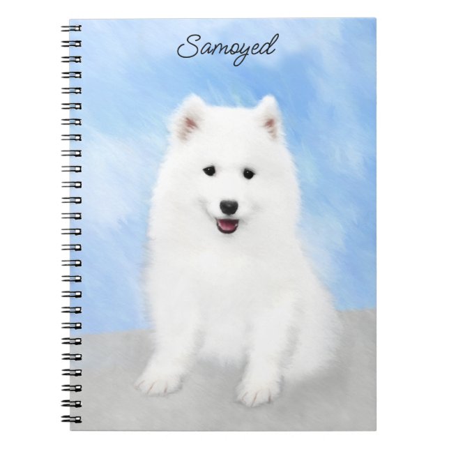 Samoyed Puppy Malerei - Niedliche Original Dog Art Notizblock (Vorderseite)