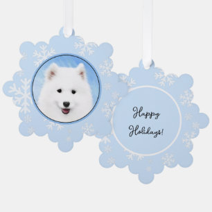 Samoyed Puppy Malerei - Niedliche Original Dog Art Ornament Karte