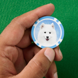 Samoyed Puppy Malerei - Niedliche Original Dog Art Pokerchips