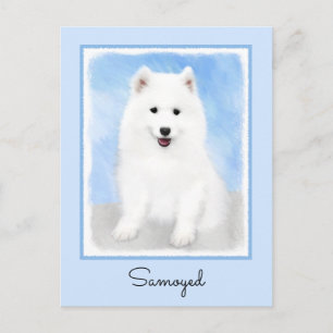 Samoyed Puppy Malerei - Niedliche Original Dog Art Postkarte