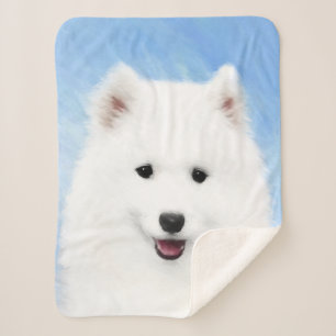 Samoyed Puppy Malerei - Niedliche Original Dog Art Sherpadecke