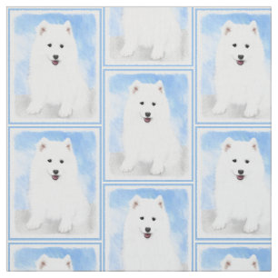 Samoyed Puppy Malerei - Niedliche Original Dog Art Stoff