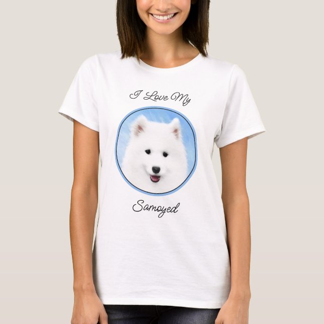Samoyed Puppy Malerei - Niedliche Original Dog Art T-Shirt (Vorderseite)