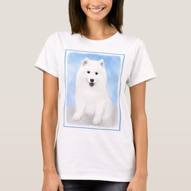 Samoyed Puppy Malerei - Niedliche Original Dog Art T-Shirt (Vorderseite)