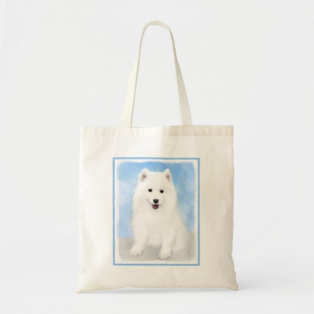 Samoyed Puppy Malerei - Niedliche Original Dog Art Tragetasche (Vorne)