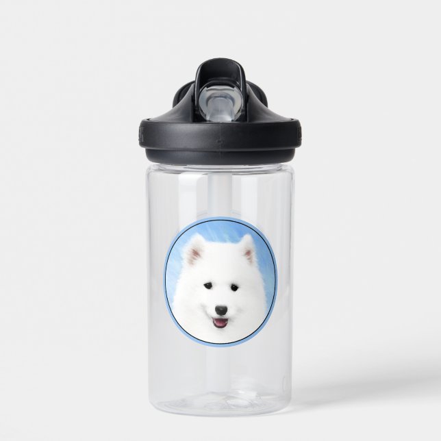 Samoyed Puppy Malerei - Niedliche Original Dog Art Trinkflasche (Vorne)
