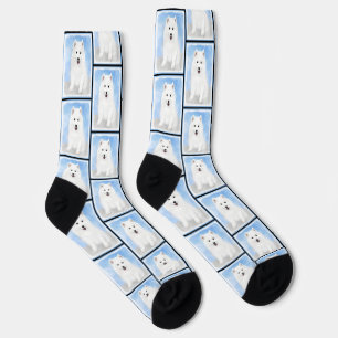 Samoyed Puppy Malerei White Niedlich Original Dog Socken