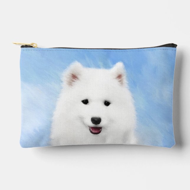 Samoyed Puppy Malerei White Niedlich Original Dog  Zubehörtasche (Vorderseite)