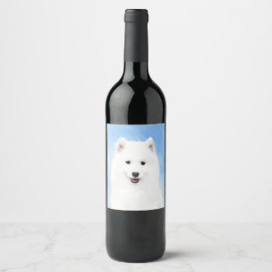 Samoyed Puppy Painting - Cute Original Dog Art Weinetikett